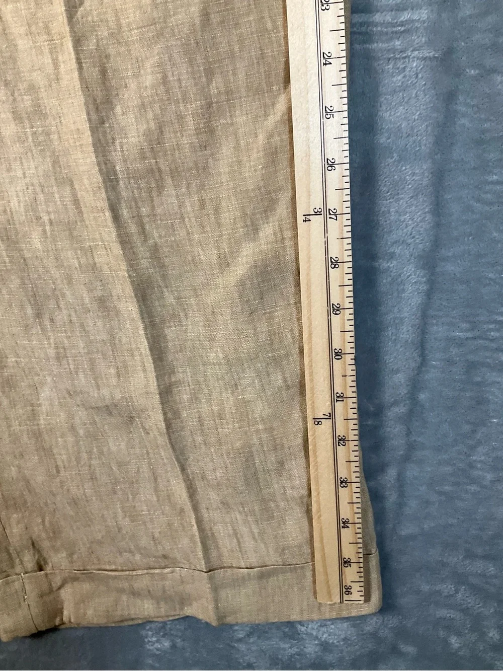 VTG Prestige Linen Pants Men’s 44 Tan Pleated Cuffed Preppy 25” Inseam Summer